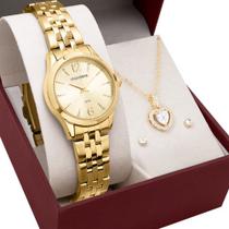 Kit Relógio Mondaine Feminino com Colar e Brincos 32606LPMKDE1K2