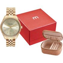 Kit Relógio Mondaine Feminino Cristais Dourado com Porta Joias 32806LPMKDE1K1 Kit Relógio Mondaine Feminino Cristais Dourado com Porta Joias 32806LPMKDE1K1