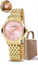 Kit Relógio Mondaine Feminino De Pulso Com Bolsa Analógico A Prova Dágua Original