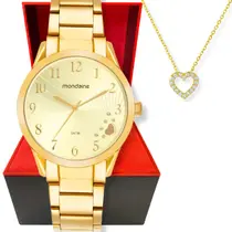 Kit Relogio Mondaine Feminino Dourado Coração Colar 99765lpmvde2 Original Garantia Prova Dagua Semijoias Fashion Kit Relogio Mondaine Feminino Dourado Coração Colar 99765lpmvde2 Original Garantia Prova Dagua Semijoias Fashion