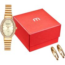 Kit Relógio Mondaine Feminino Oval Dourado com Brinco 32833LPMKDE1K1