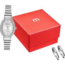 Kit Relógio Mondaine Feminino Oval Prata com Brinco 32833L0MKNE2K1