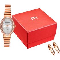 Kit Relógio Mondaine Feminino Oval Rosé com Brinco 32833LPMKRE3K1