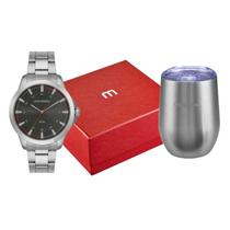 Kit Relógio Mondaine Masculino Prata Social Original 5 ATM