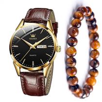 Kit Relógio Olevs Analógico Social Masculino Gold + Pulseira