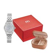 Kit Relógio + Porta Jóias Mondaine Prata Feminino 32804L0MKNE2K1