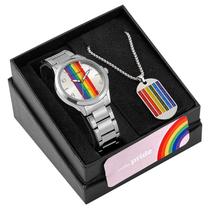Kit Relógio Prata Arco-íris Mondaine Pride 32556L0MKNE2K1