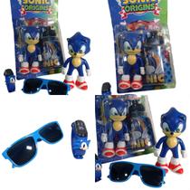 Kit Relogio Prova Dágua Brinquedos Sonic Infantil Garrafa