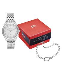 Kit Relógio + Pulseira Mondaine Prata Feminino 99802L0MKNE2K1