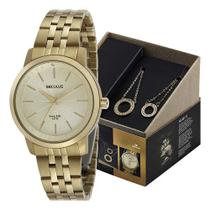 Kit Relógio Seculus Feminino Long Life Salmo 23 com Colar 20890LPSKDA1K1