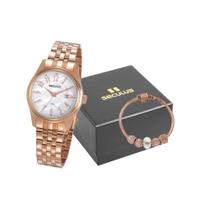 Kit Relógio Seculus Feminino Rosé com Pulseira 77049LPSVRS1K1