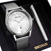 Kit Relógio Seculus Masculino com Caneta 23700G0SKNA2