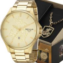 Kit Relógio Seculus Masculino Long Life com Cordão São Jorge 44009GPSKDA1K1 Kit Relógio Seculus Masculino Long Life com Cordão São Jorge 44009GPSKDA1K1