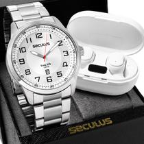 Kit Relógio Seculus Masculino Long Life com Fone Bluetooth 20785G0SVNA2K5