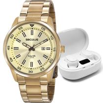Kit Relógio Seculus Masculino Long Life com Fone Bluetooth 20786GPSVDA2K5