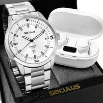 Kit Relógio Seculus Masculino Long Life com Fone Bluetooth 20958G0SVNA4K5