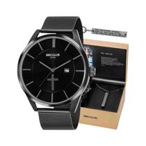 Kit Relógio Seculus Pai Nosso Preto Masculino 20769GPSKPA1K1 Kit Relógio Seculus Pai Nosso Preto Masculino 20769GPSKPA1K1