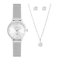 Kit Relógio+Semijoias Condor Prata Feminino CO2035NCW/K4K Kit Relógio+Semijoias Condor Prata Feminino CO2035NCW/K4K