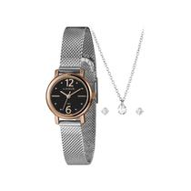 Kit Relógio+Semijoias Lince Prata Feminino K0CLP2SX