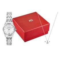 Kit Relógio+Semijoias Mondaine Prata Feminino 32795L0MKNE2K1