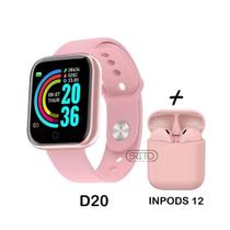 Kit Relogio Smart Watch Y68 D20 Pro 40mm + Fone InPods 12 Bluetooth
