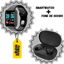 Kit Relógio Smartwatch Inteligente Masculino + Fone de Ouvido Bluetooth TWS Intra Auricular A6S