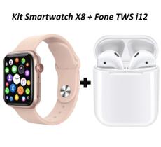 Kit Relogio Smartwatch Inteligente X8 Para iPhone 8 X 11 12 13 e Fone