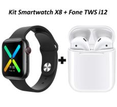 Kit Relogio Smartwatch Inteligente X8 Para iPhone 8 X 11 12 13 e Fone