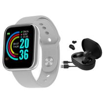Kit Relógio Smartwatch Inteligente Y68 D20 com Fone sem fio V5.0 BRANCO