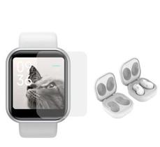 Kit Relogio Smartwatch Inteligente Y68 D20 Pro Branco + Fone S6 Bluetooth - Smart Bracelet