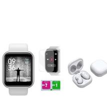 Kit Relogio Smartwatch Inteligente Y68 D20 Pro Branco+ Fone S6 Bluetooth Smart Bracelet