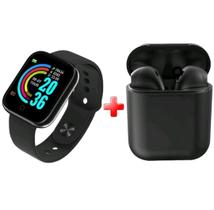 Kit Relogio Smartwatch Inteligente Y68 + Fone inPods 12 Bluetooth - Preto