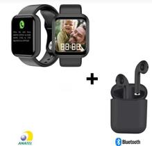 Kit Relogio Smartwatch Inteligente Y68 Pro + Fone inPods 12 Bluetooth