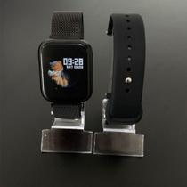 Kit Relógio Smartwatch Preto + 2 Pulseiras + Fone Bluetooth