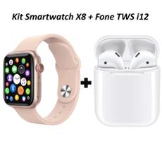 Kit Relógio Smartwatch X8 Faz Ligação e Fone Sem Fio TWS i12