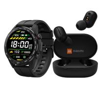 Kit Relogio Smartwatch XiaomiMi Solar Pro Amoled A Prova Dagua com Certificação Militar MAIS Fone XiaomiMi AirDtos2 Original XiaomiMi Haylou