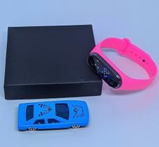 Kit Relógios Infantil Digital Meninos Meninas Esportivo Display Led + Mini Carrinho Carro Miniaturas plastico Diversão C