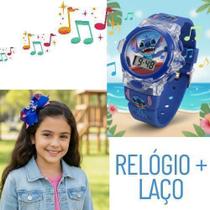 Kit relógios Infantil Digital Pisca Luz Led Persongem Stitch Lilo Angel + Laço de Cabelo Presilha bico de Pato Meninas Kit relógios Infantil Digital Pisca Luz Led Persongem Stitch Lilo Angel + Laço de Cabelo Presilha bico de Pato Meninas