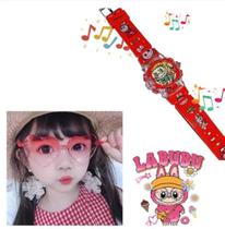 Kit Relógios Infantil Meninas Digital Pisca Luz Led Princesas Barbie Labubu + Óculos de Sol Meninas Coração Flexível