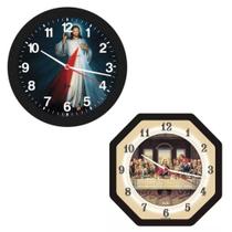 Kit Relógios Santa Ceia Oitavado Jesus Misericordioso Redond