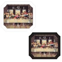 Kit Relógios Santa Ceia retangulares Branco e Preto sala +nf Kit Relógios Santa Ceia retangulares Branco e Preto sala +nf