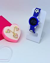 Kit Relógo de Pulso Infantil Digital Led Redondo Pulseira silicone Esporte Desenho animado 3D + Conjunto Colar e Brincos