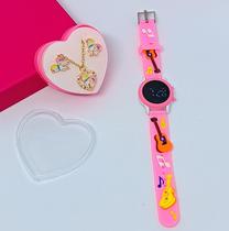 Kit Relógo Infantil Digital Led Redondo Pulseira silicone Desenho animado 3D + Conjunto colar e Brincos Crianças Meninas