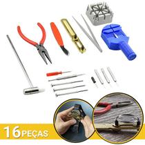 Kit Relojoeiro Ferramentas Manutenção De Relógio Pulso Digital Despertador 16 Peças