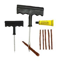 Kit Remendo Macarrão Reparo Pneu Carro Moto Sem Câmara Ferro 9 peças