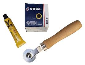 Kit Remendo Reparo Bike Moto Vipal RBM-01 Caixa C/ 100 Pçs + 1 Cola Remendo Frio + Rodilho