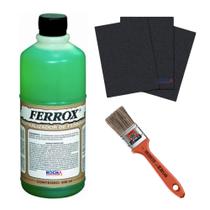 Kit Removedor de Ferrugem Ferrox + Pincel + Lixa Ferro