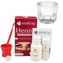 Kit Rena para sobrancelhas Profissional henna makiaj com dappen de vidro palito e batoque