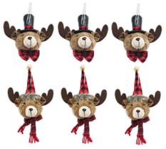 Kit Rena Pelúcia Premium Chapéu e Gorro Xadrez 12cm 6 Unidades - Master Christmas Kit Rena Pelúcia Premium Chapéu e Gorro Xadrez 12cm 6 Unidades - Master Christmas