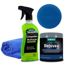 Kit Renova Plástico e Borracha Vonixx Limpador Multi Ação + Rejuvex + Aplicador